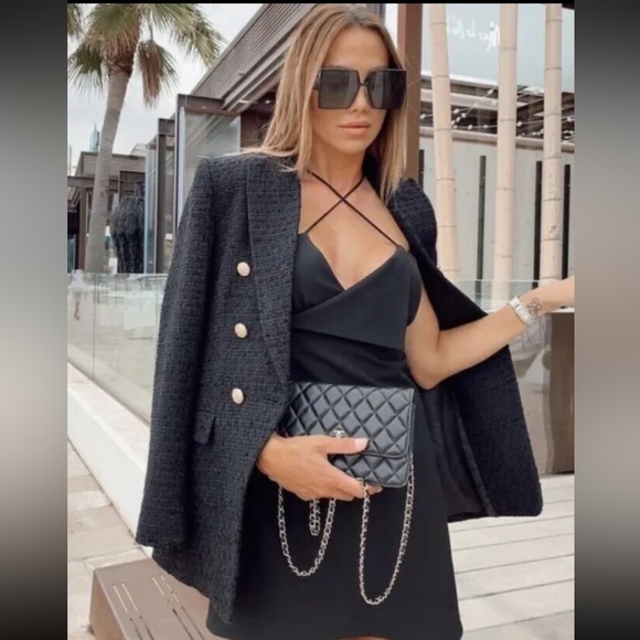 NWT ZARA - Black Surplice Dress - Picture 5 of 9